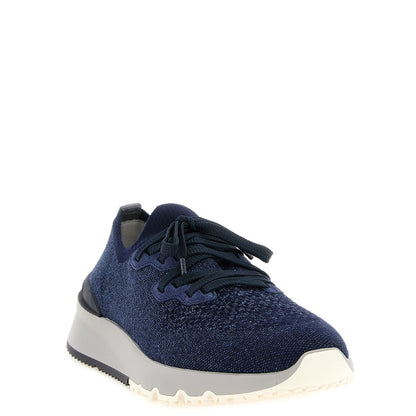 Brunello Cucinelli Blue Cotton Athletic Sneakers