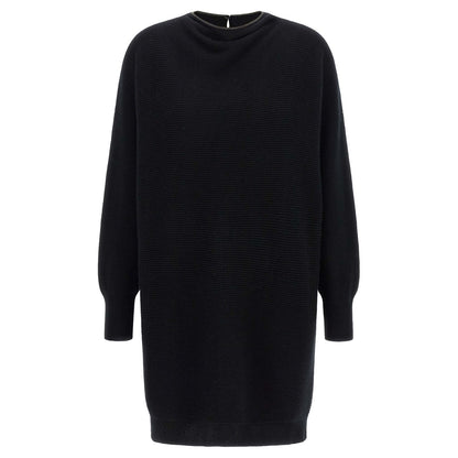 Brunello Cucinelli Black Virgin Wool Short Dress