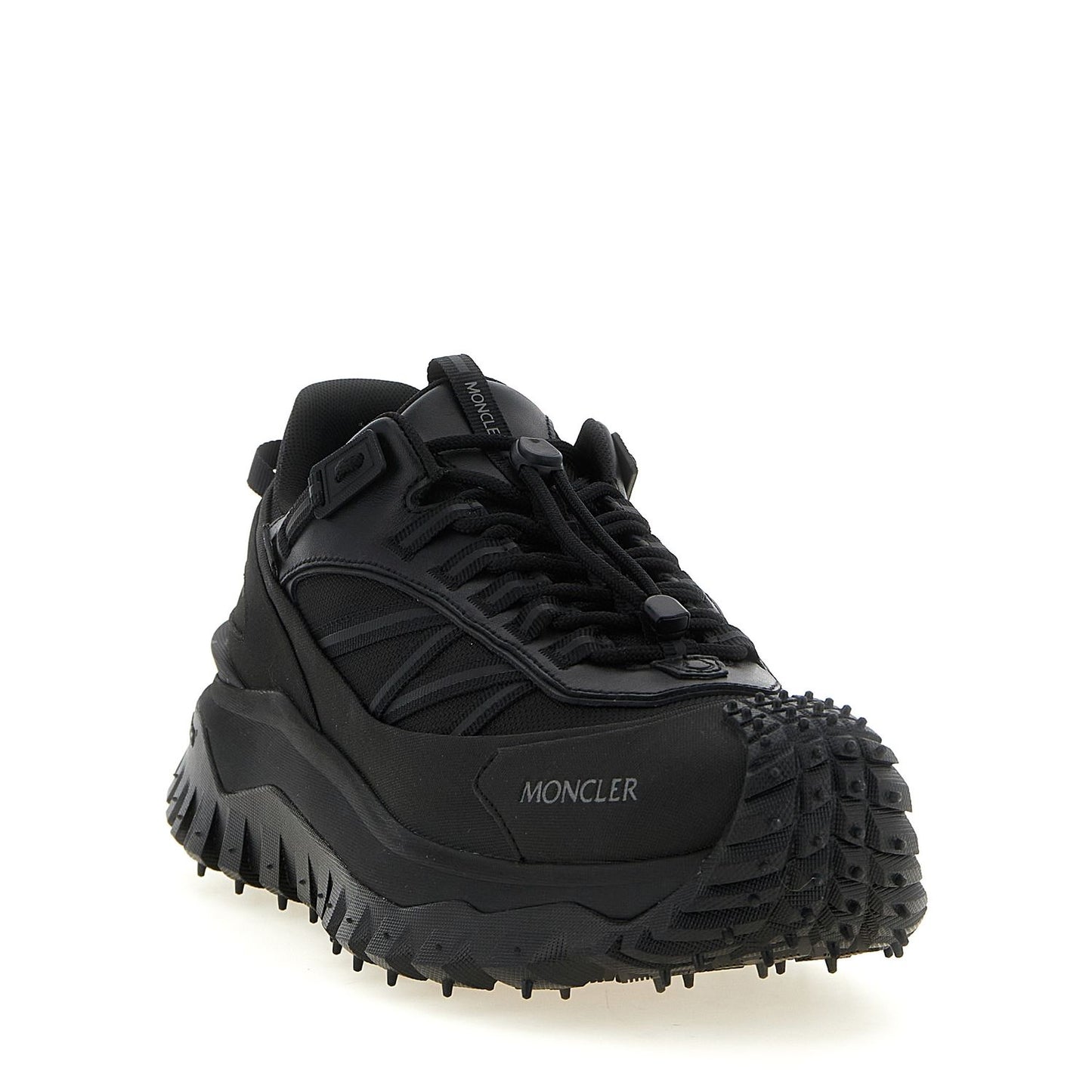 Moncler Black Leather Athletic Sneakers