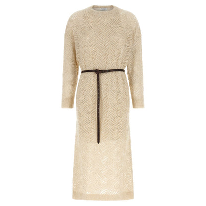 Brunello Cucinelli Beige Polyamide Midi Dress