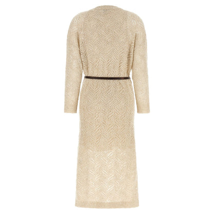 Brunello Cucinelli Beige Polyamide Midi Dress