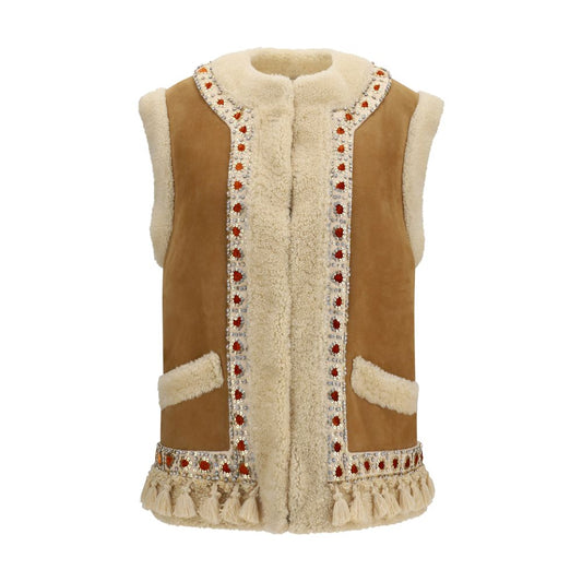 Valentino Garavani Beige Lamb Ovis Aries Sleeveless Jacket