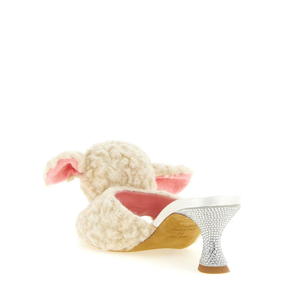 Moschino White Virgin Wool Mules