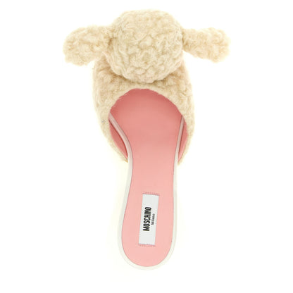 Moschino White Virgin Wool Mules