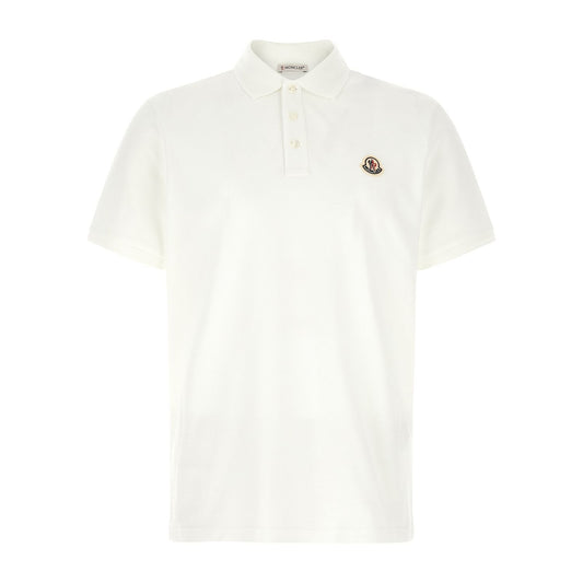 Moncler White Cotton Polo Shirt
