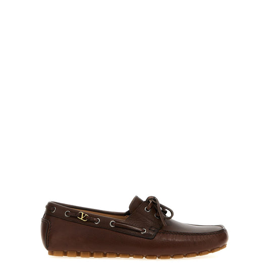 Valentino Garavani Brown Buffalo Leather Slip-On Loafers