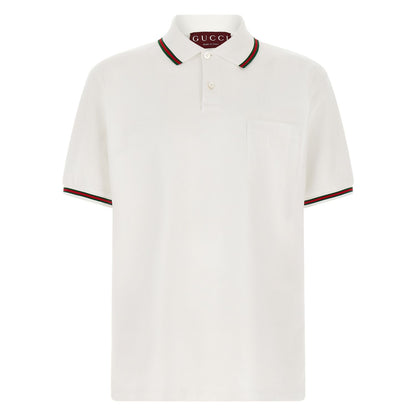 Gucci White Cotton Polo Shirt