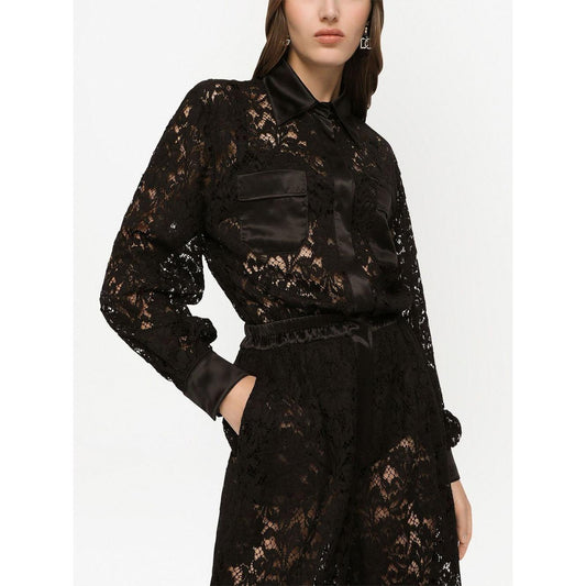 Dolce & Gabbana lace-trim long-sleeve jumpsuit F6H1JTFLM9VN0000