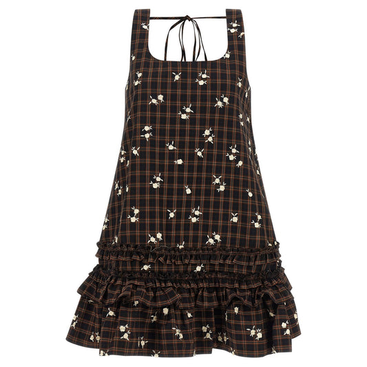 Ganni Brown Organic Cotton Short Dress