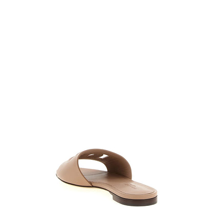 Dolce & Gabbana Beige Calfskin Slides