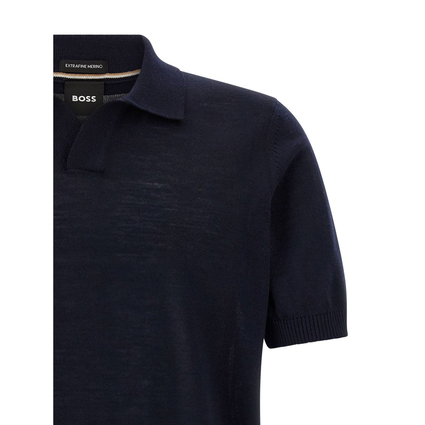Hugo Boss Blue Virgin Wool Polo Shirt