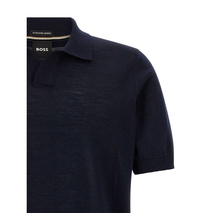 Hugo Boss Blue Virgin Wool Polo Shirt