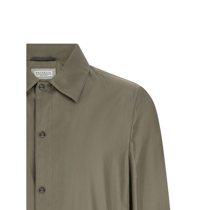 Brunello Cucinelli Bicolor Silk Full-Length Jacket