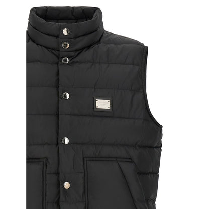 Dolce & Gabbana Black Polyester Sleeveless Jacket