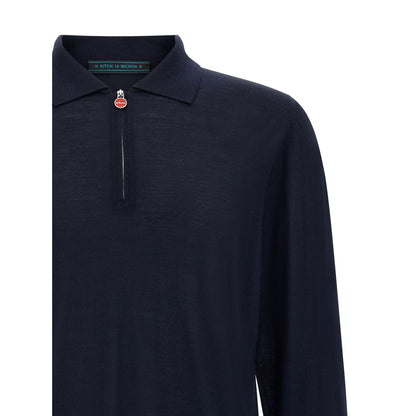 Kiton Blue Wool Polo Shirt
