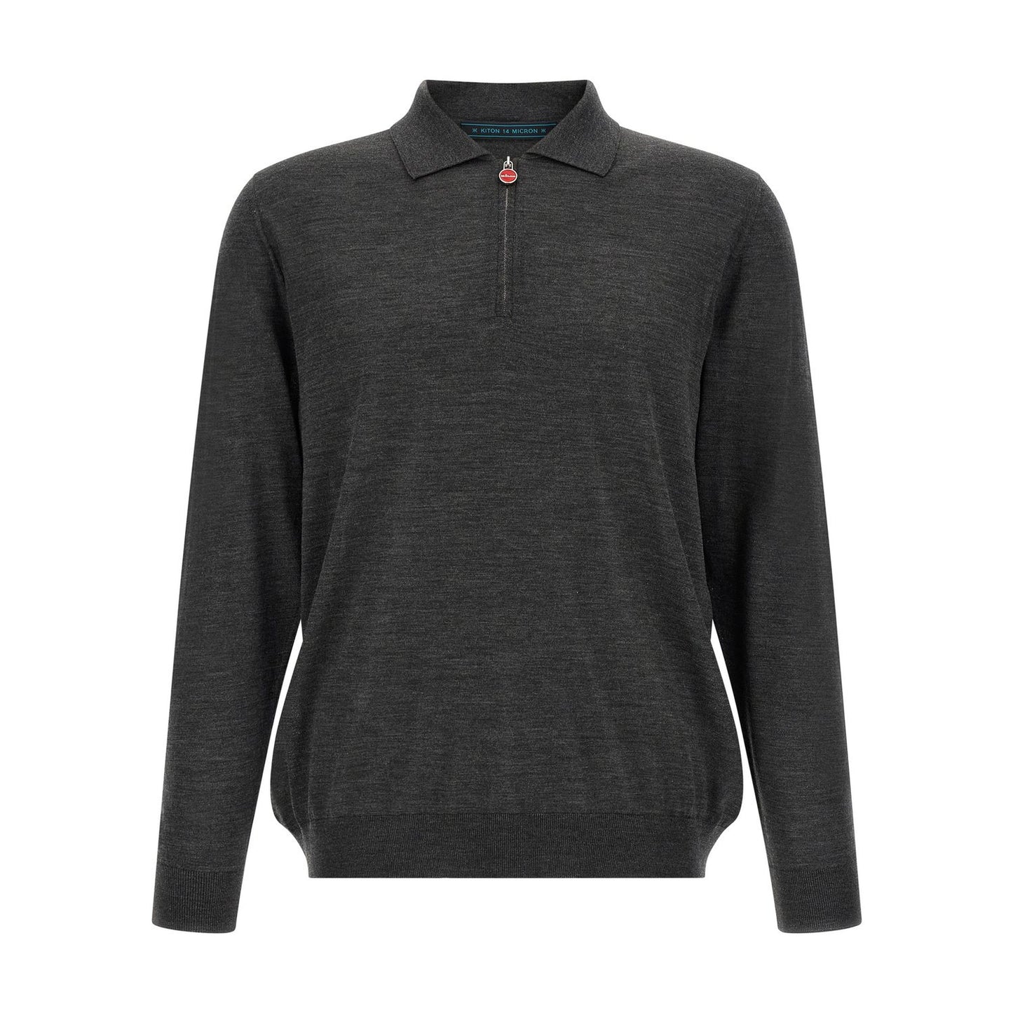 Kiton Gray Wool Polo Shirt
