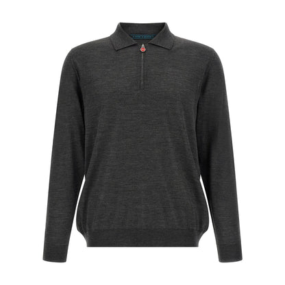 Kiton Gray Wool Polo Shirt