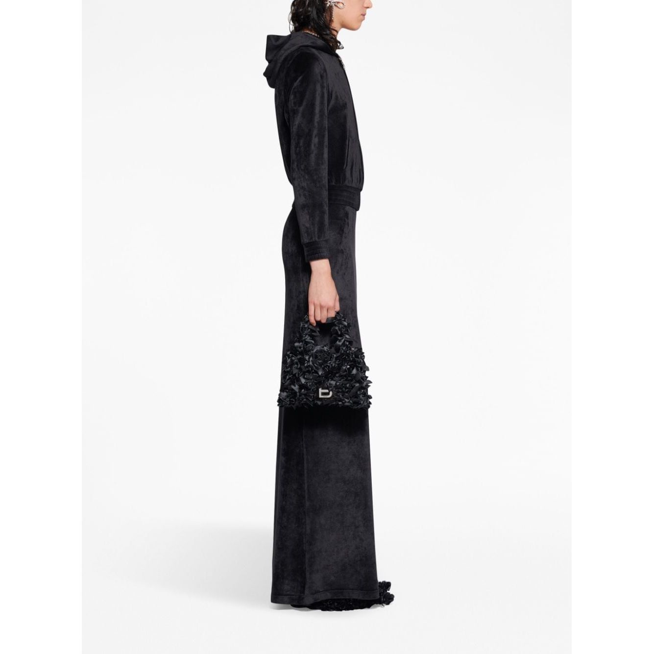 Balenciaga Crystal embellished velvet zip-up hoodie Topwear