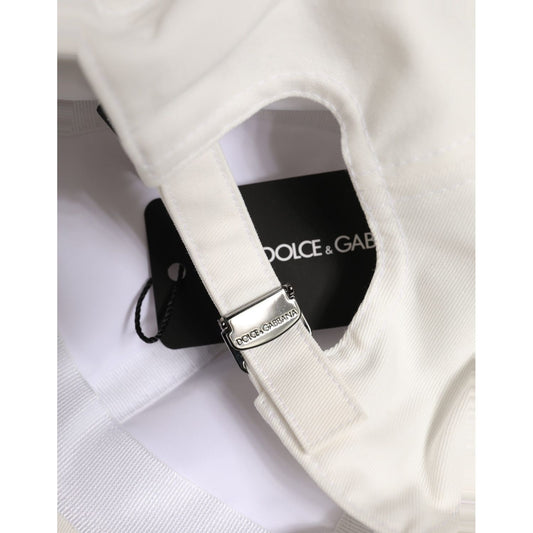 Dolce & Gabbana Men White Cotton Baseball Capello 6 Panels Hat