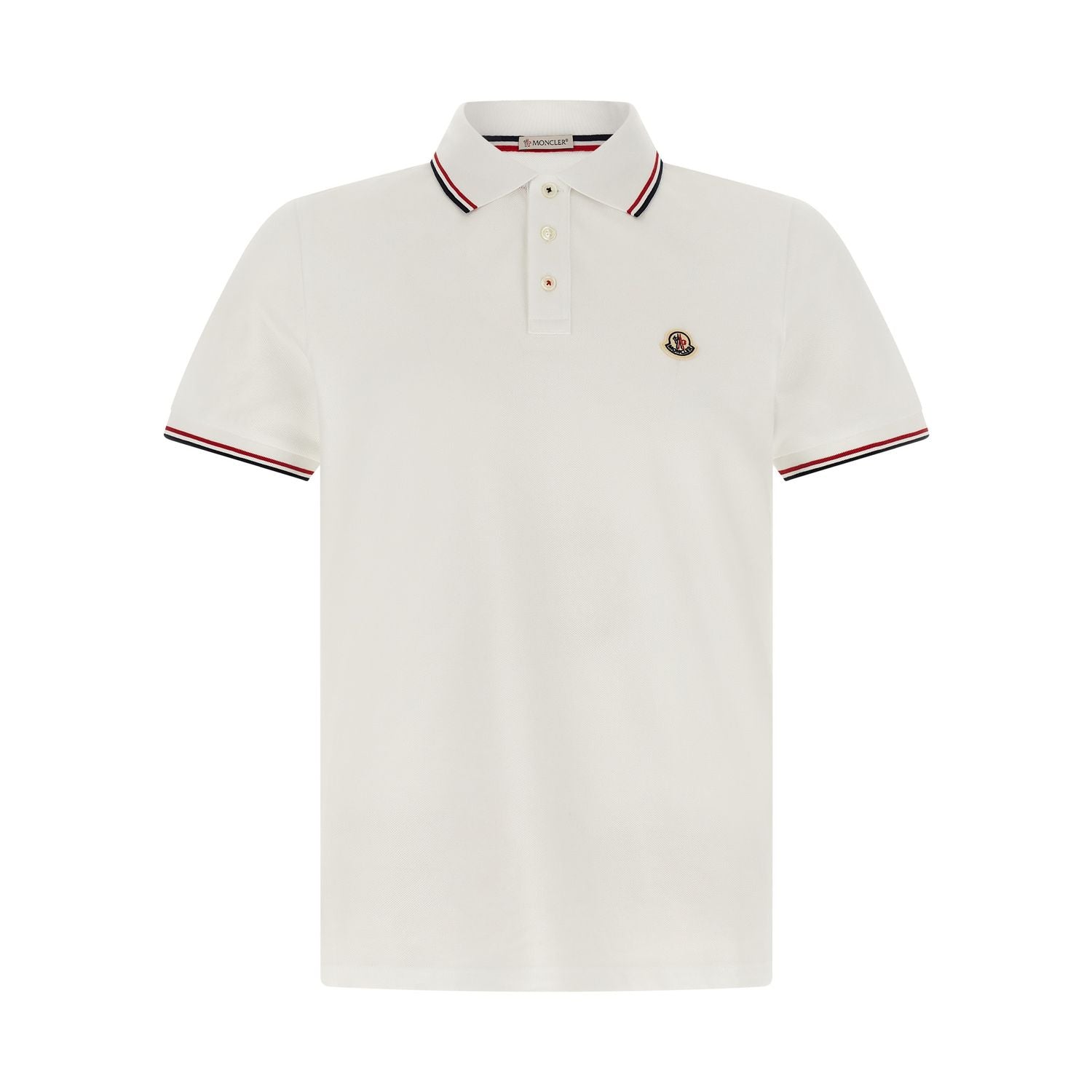 Moncler White Cotton Polo Shirt