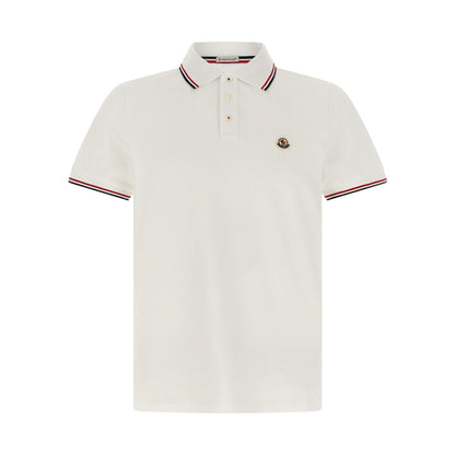 Moncler White Cotton Polo Shirt