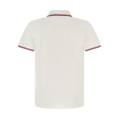 Moncler White Cotton Polo Shirt
