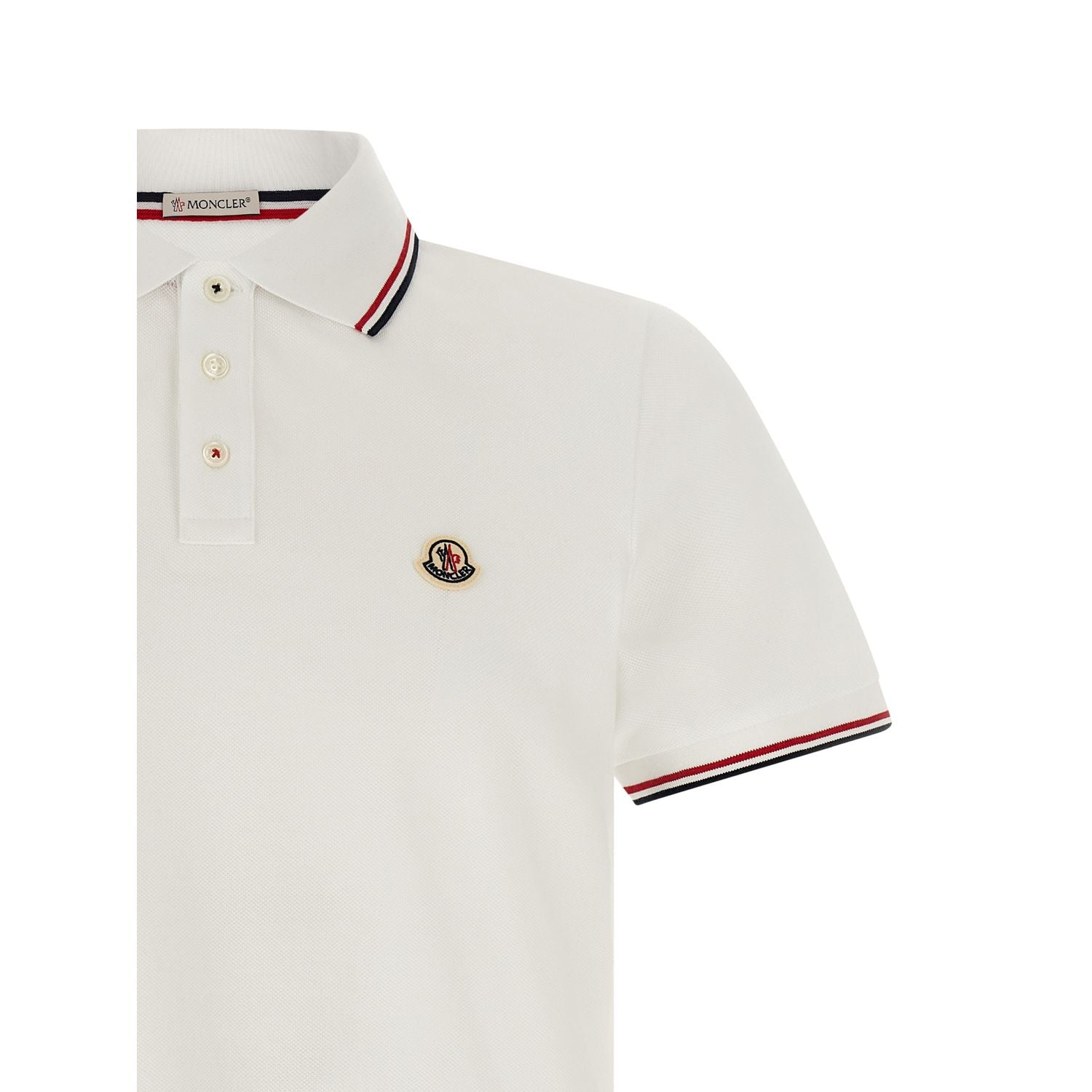 Moncler White Cotton Polo Shirt