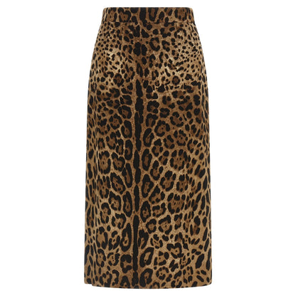 Dolce & Gabbana Brown Viscose Midi Skirt