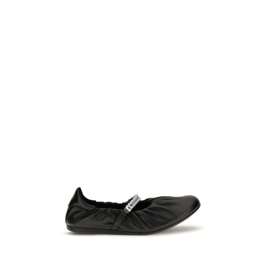 Jimmy Choo Black Calf Leather Bos Taurus Ballet Flats
