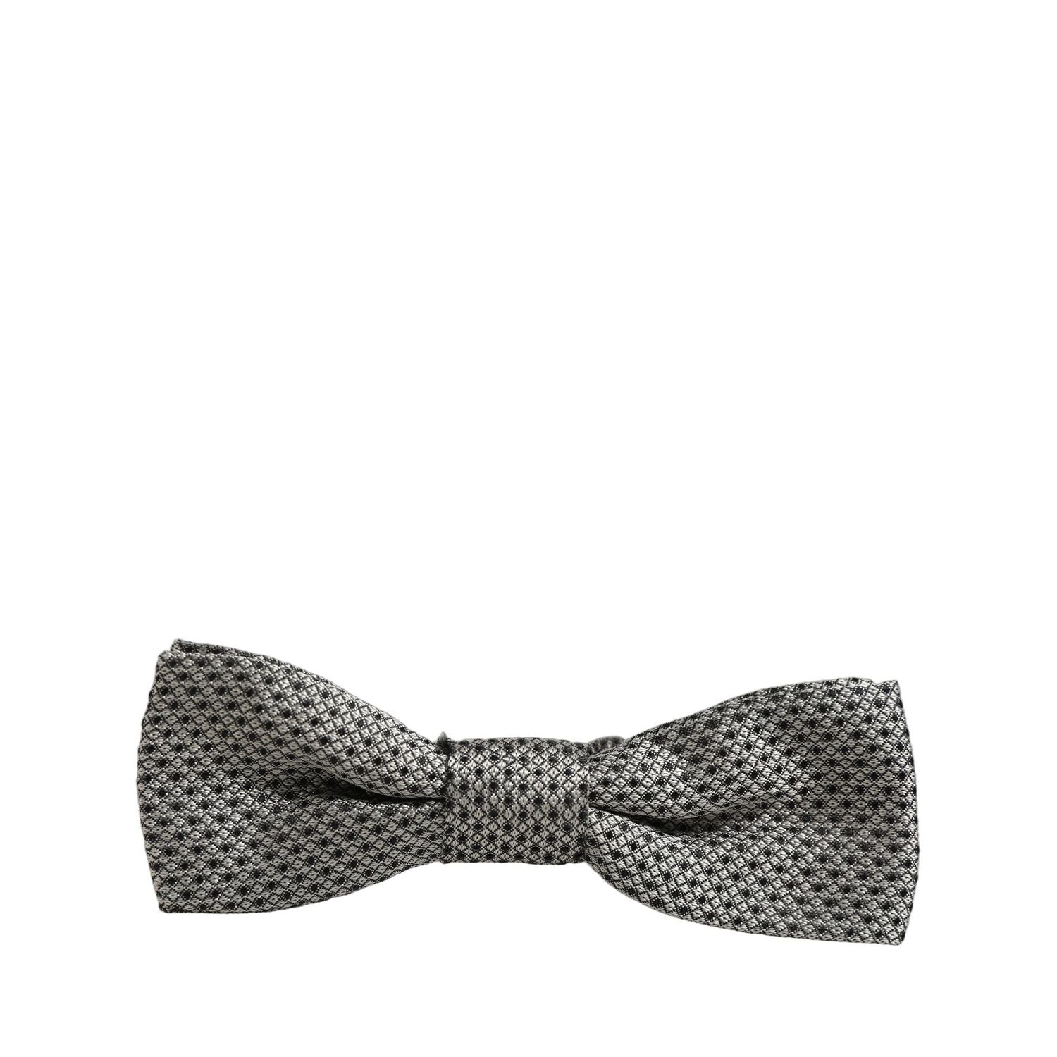 Dolce & Gabbana Men Gray Silk Patterned Adjustable Neck Papillon Bow Tie