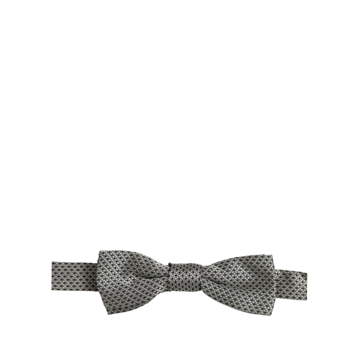 Dolce & Gabbana Men Gray Silk Patterned Adjustable Neck Papillon Bow Tie
