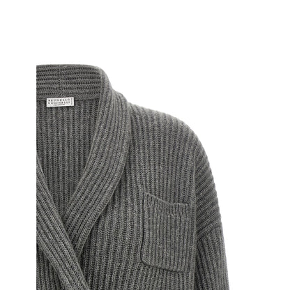 Brunello Cucinelli Gray Cashmere Cardigan