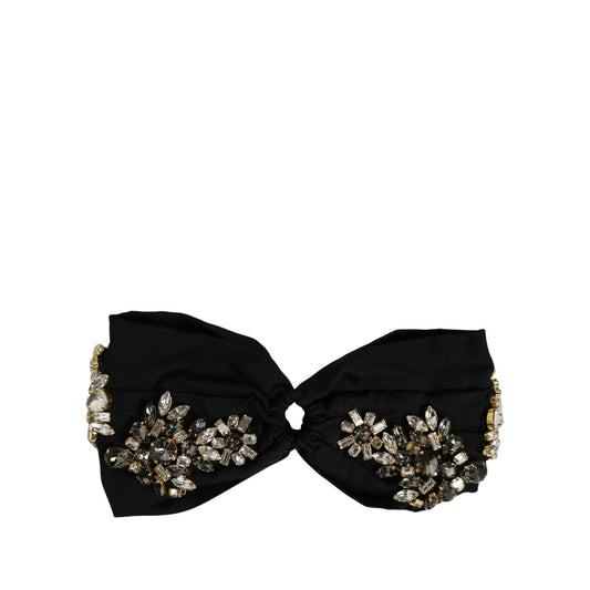 Dolce & Gabbana Black Silk Crystal Embellishment One Size Headband