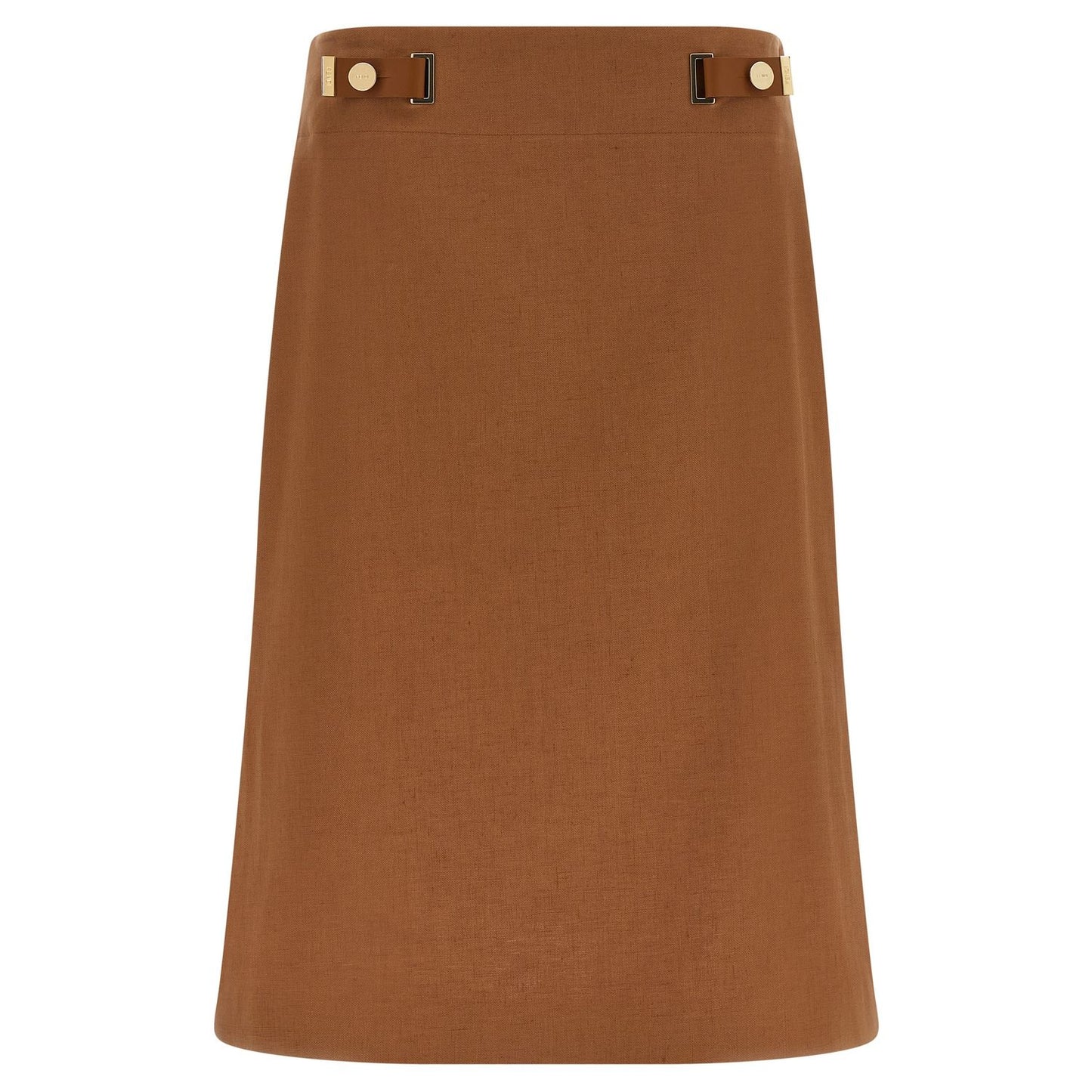Fendi Brown Linen Midi Skirt