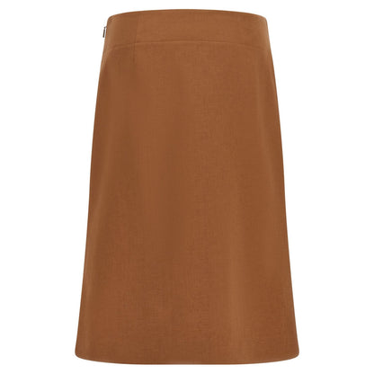 Fendi Brown Linen Midi Skirt