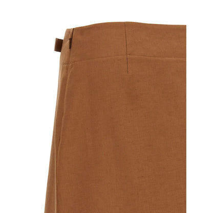 Fendi Brown Linen Midi Skirt