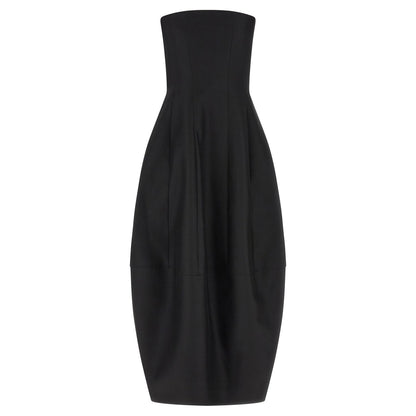 Khaite Black Wool Long Dress