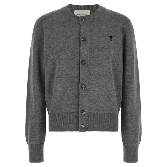 Ami Paris Gray Wool Cardigan