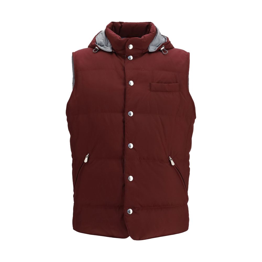 Brunello Cucinelli Bordeaux Polyester Sleeveless Jacket
