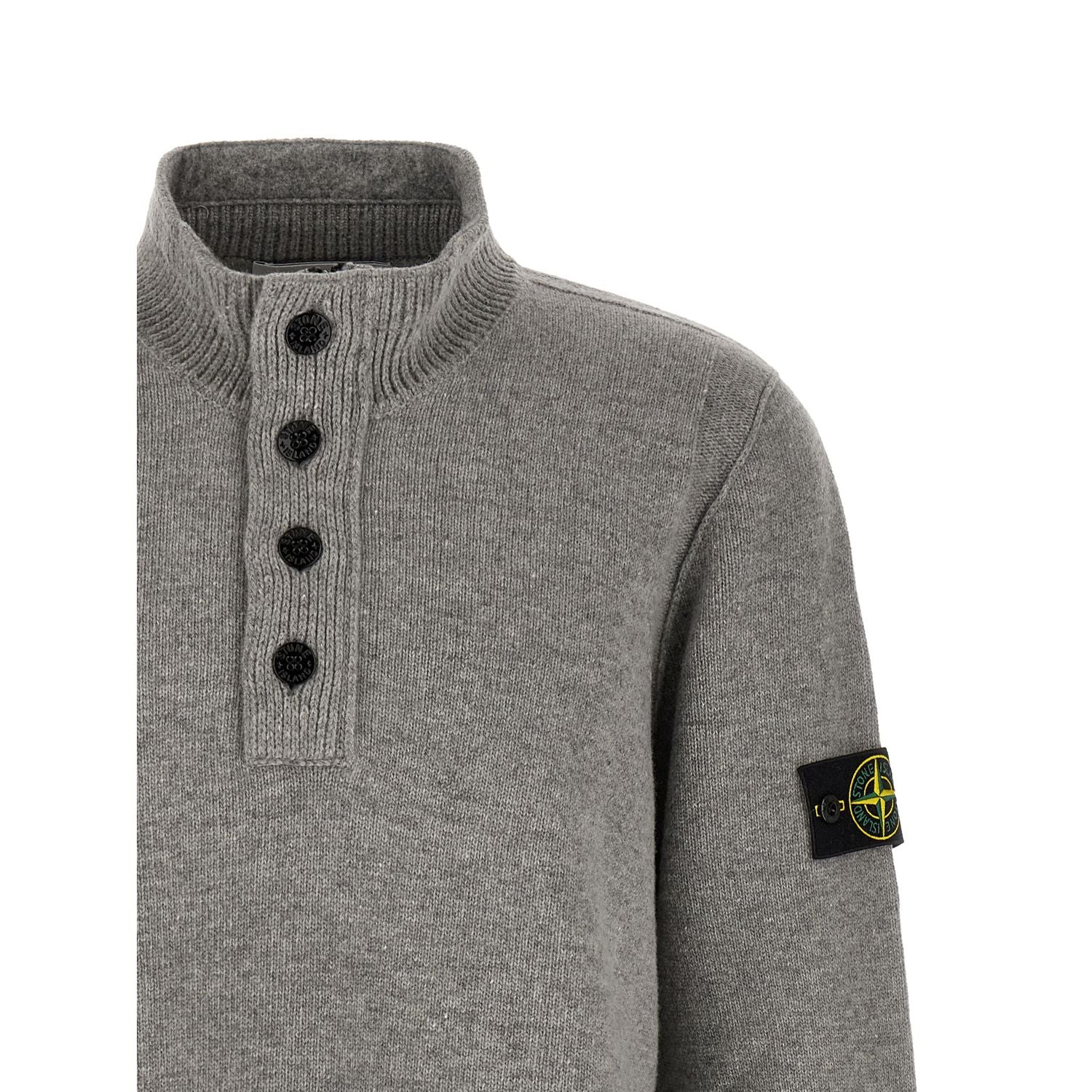 Stone Island Gray Virgin Wool Cardigan
