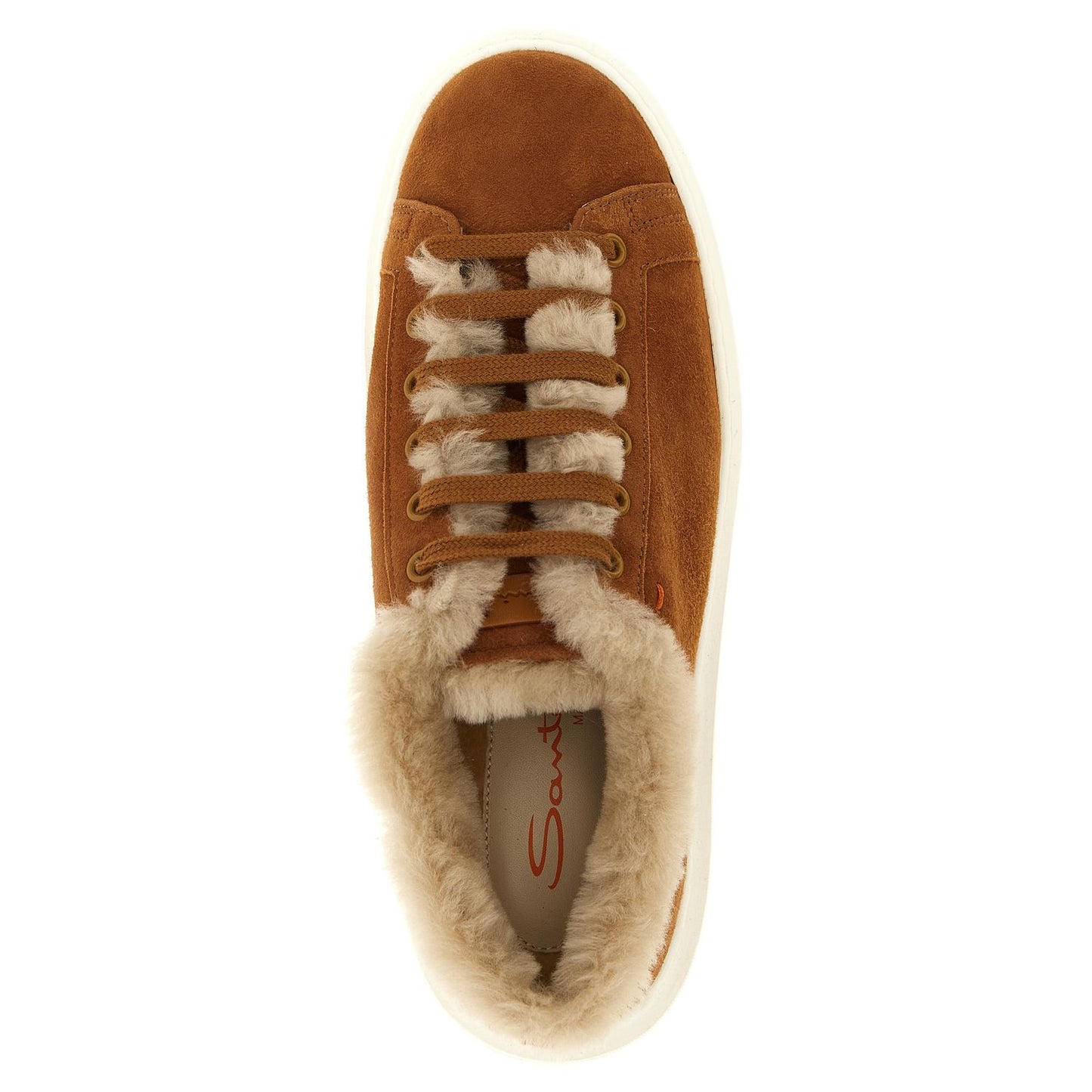 Santoni Brown Goatskin Low Top Sneakers