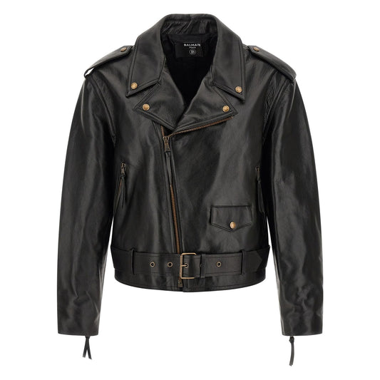 Balmain Black Calfskin Leather Jacket