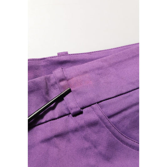 BENCIVENGA Violet Cotton Stretch High Waist Cropped Trouser Pants