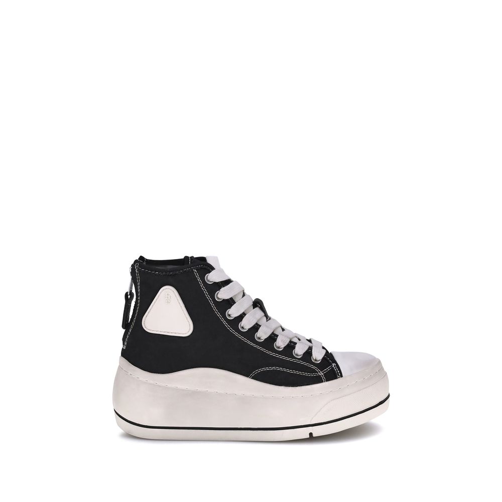 R13 Black Cotton Platform Sneakers