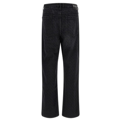 Balmain Black Cotton Straight-Leg Jeans