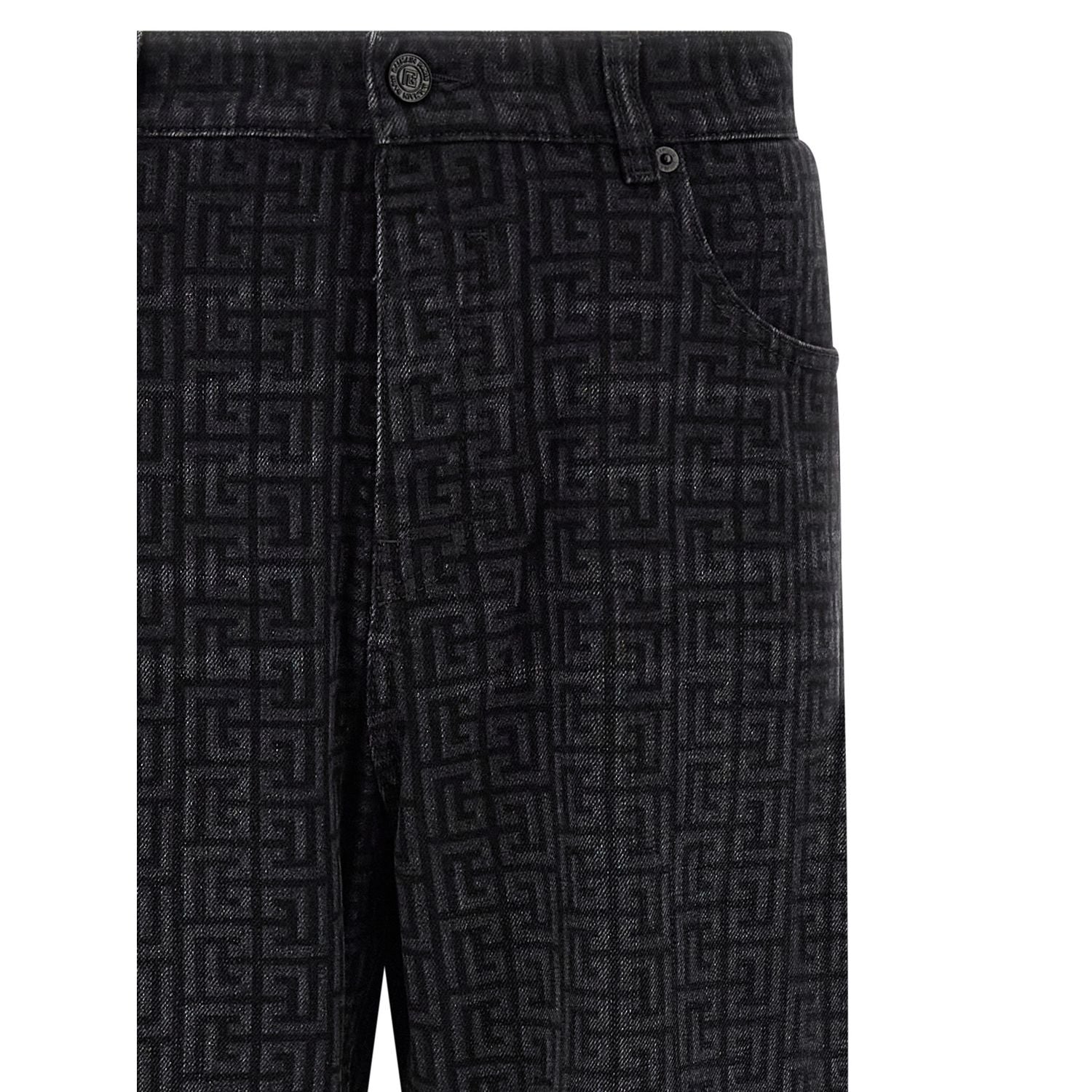 Balmain Black Cotton Straight-Leg Jeans