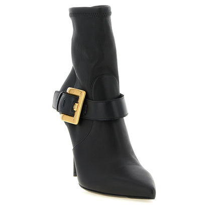 Balmain Black Lamb Leather Ankle Boots