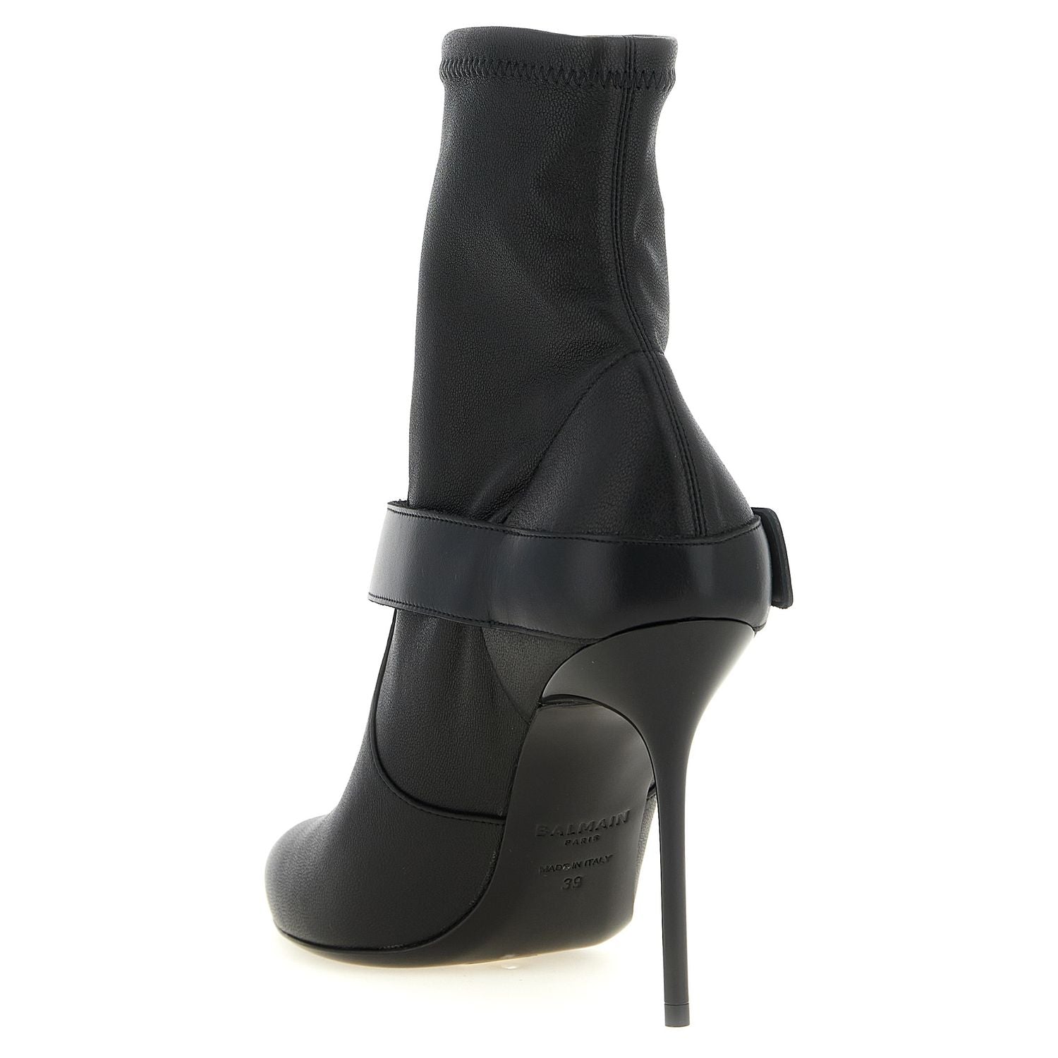 Balmain Black Lamb Leather Ankle Boots