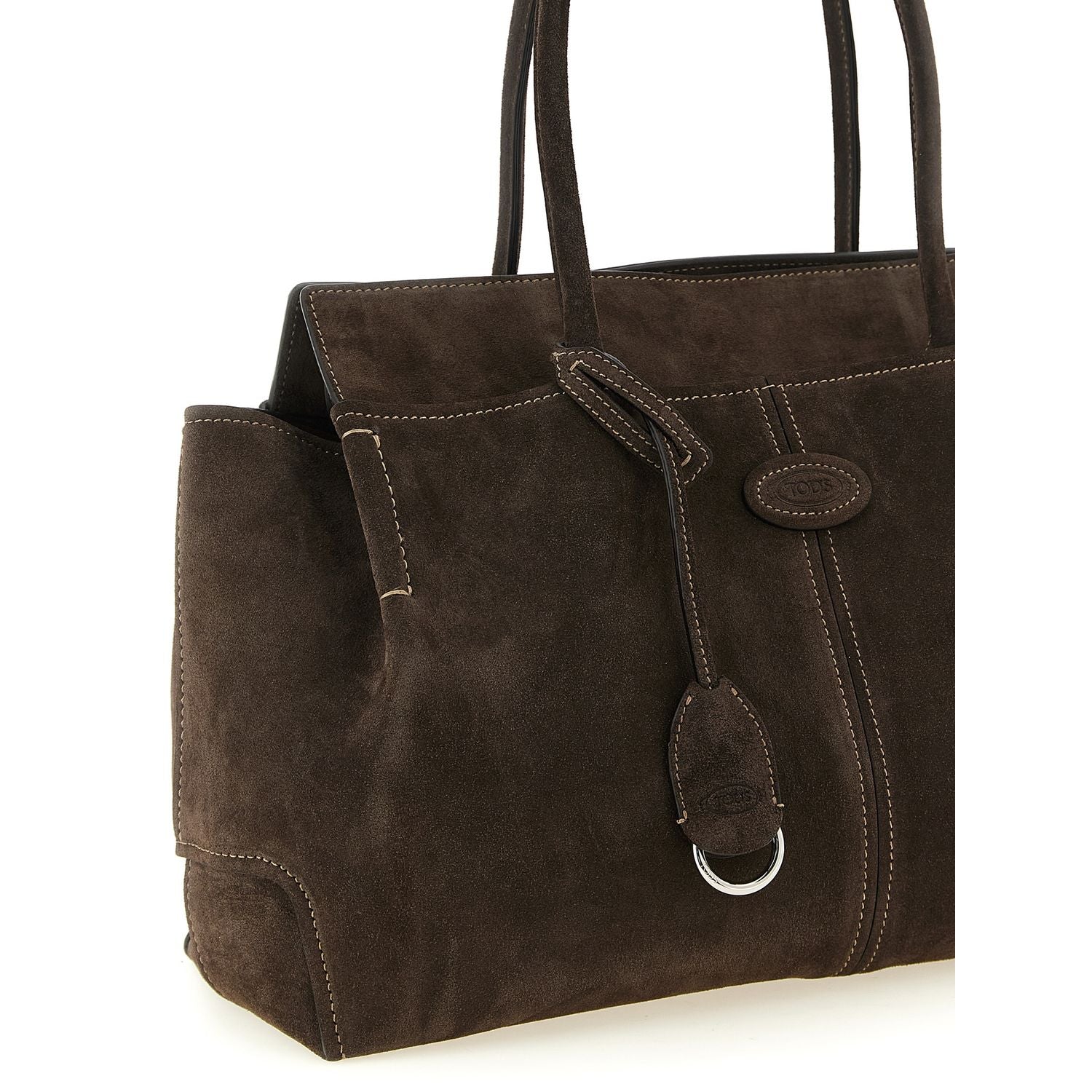 Tod's Brown Calfskin Suede Shopping Bag