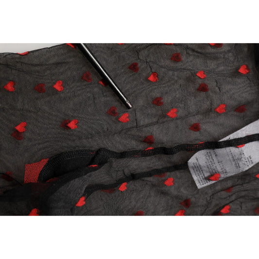 Dolce & Gabbana Black Nylon Hearts Tights Stocking Pantyhose Socks